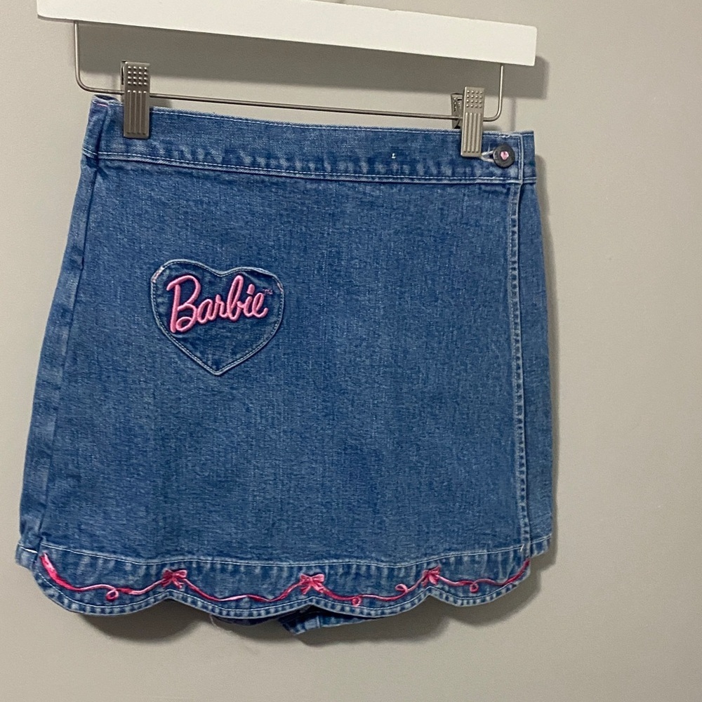 Barbie Blue Denim Fabric with Pink Label
